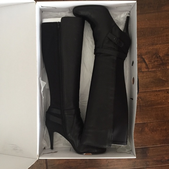 Tall Black Heeled Boots - Picture 6 of 8